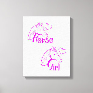 Horse Girl vid Lila med Horse Head Font Canvastryck
