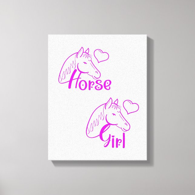 Horse Girl vid Lila med Horse Head Font Canvastryck (Framsida)