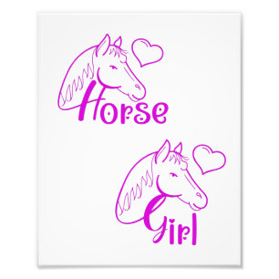 Horse Girl vid Lila med Horse Head Font Fototryck