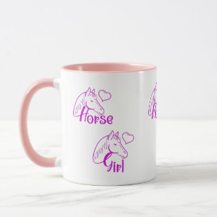 Horse Girl vid Lila med Horse Head Font Mugg