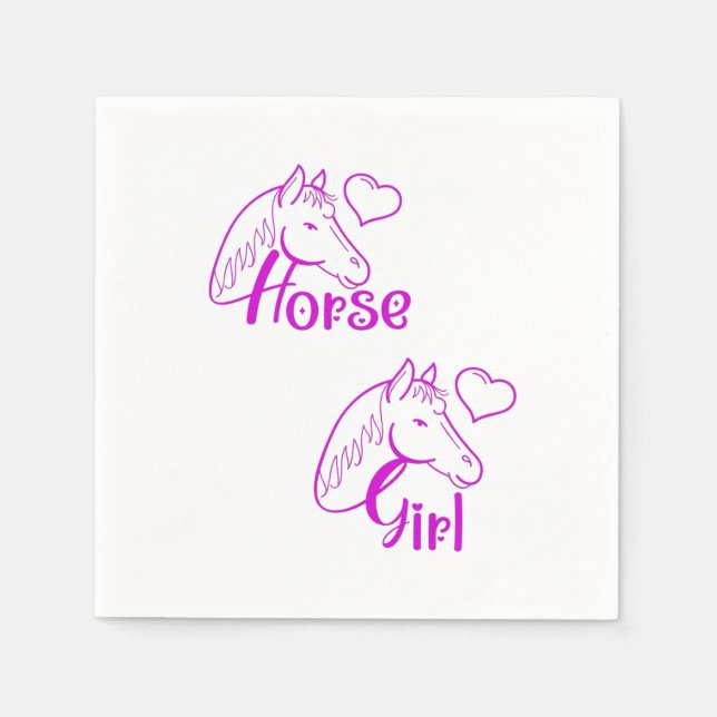 Horse Girl vid Lila med Horse Head Font Pappersservett (Framsidan)