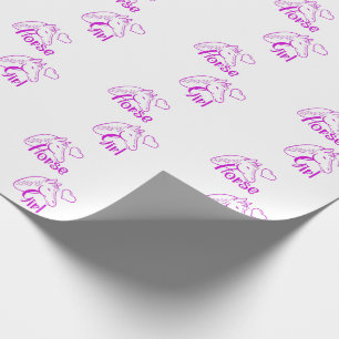Horse Girl vid Lila med Horse Head Font Presentpapper