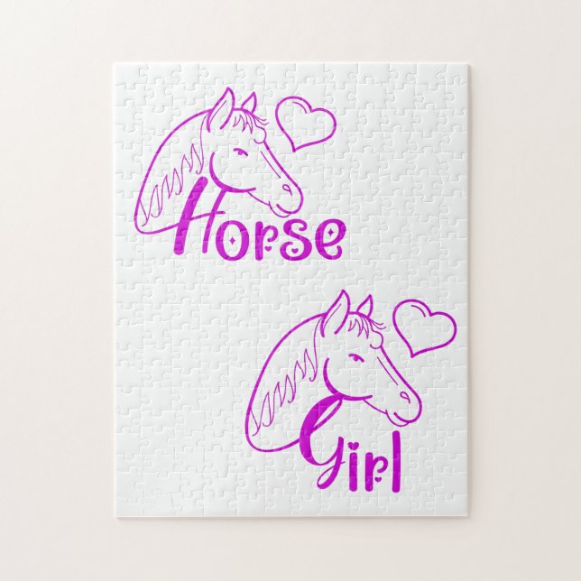 Horse Girl vid Lila med Horse Head Font Pussel (Vertikal)