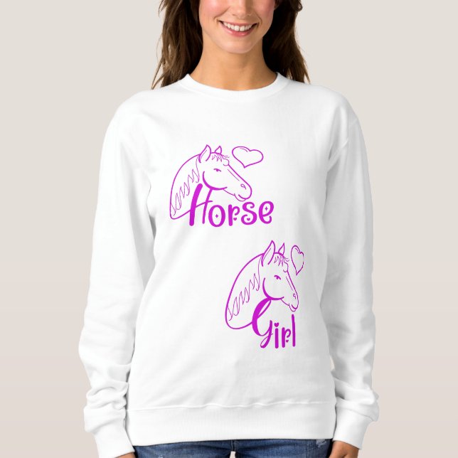 Horse Girl vid Lila med Horse Head Font T Shirt (Framsida)