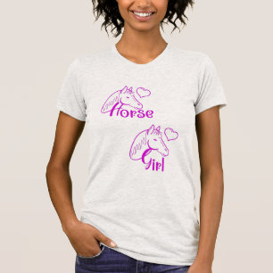 Horse Girl vid Lila med Horse Head Font T Shirt
