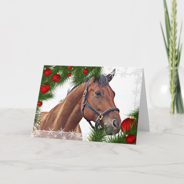 Horse God jul Equestrian Equine Cute Pony Helgkort (Framsida)