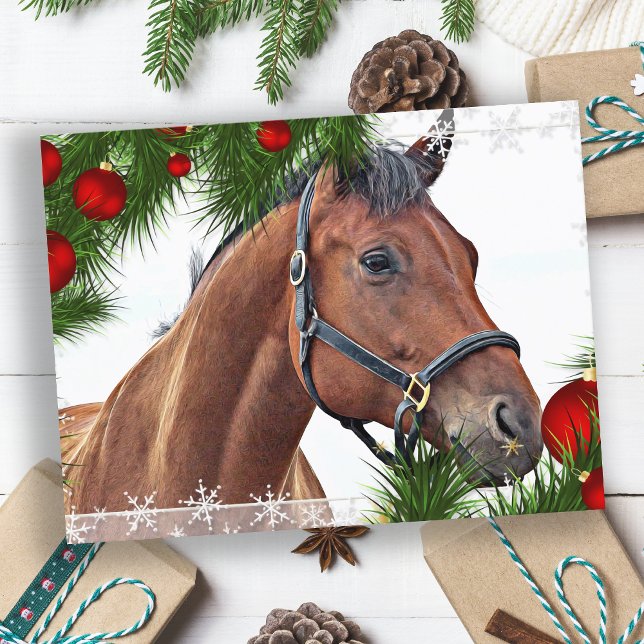 Horse God jul Equine Cute Pony Equestrian Helg Vykort (Skapare uppladdad)