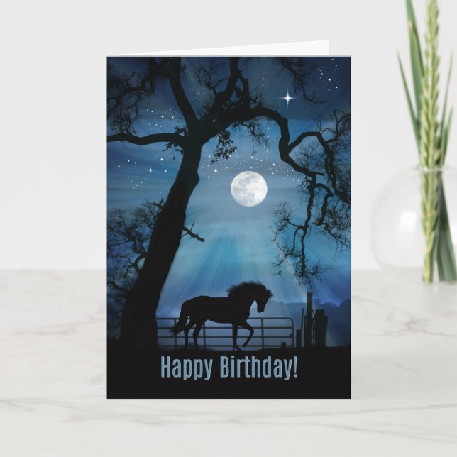 Horse Grattis på födelsedagen Card, Önskemål Kom T Kort (Framsida)