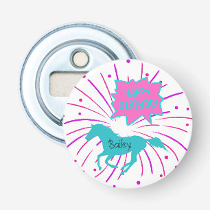 Horse Grattis på födelsedagen Rosa Lila Turquise Flasköppnare