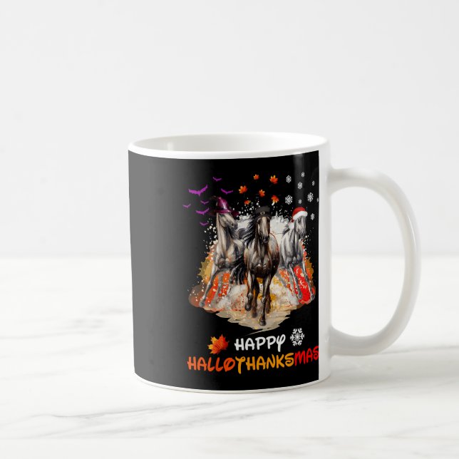 Horse Halloween And Merry Christmas Happy Hallotha Kaffemugg (Höger)