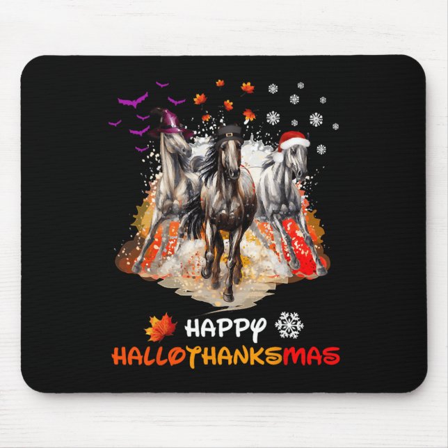 Horse Halloween och God jul Lycklig Hallotha Musmatta (Framsidan)