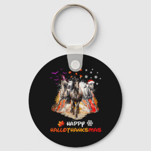 Horse Halloween och God jul Lycklig Hallotha Nyckelring