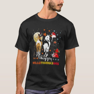 Horse Halloween och God jul Lycklig Hallotha T Shirt