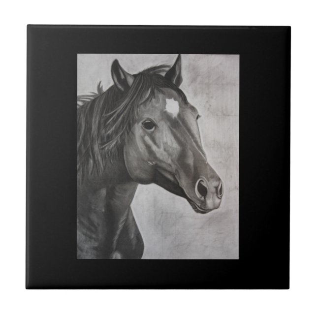 Horse Hand plockade Art Kakelplatta (Framsidan)