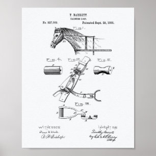 Horse Harness Loop 1885 Patent Art White Papper Poster