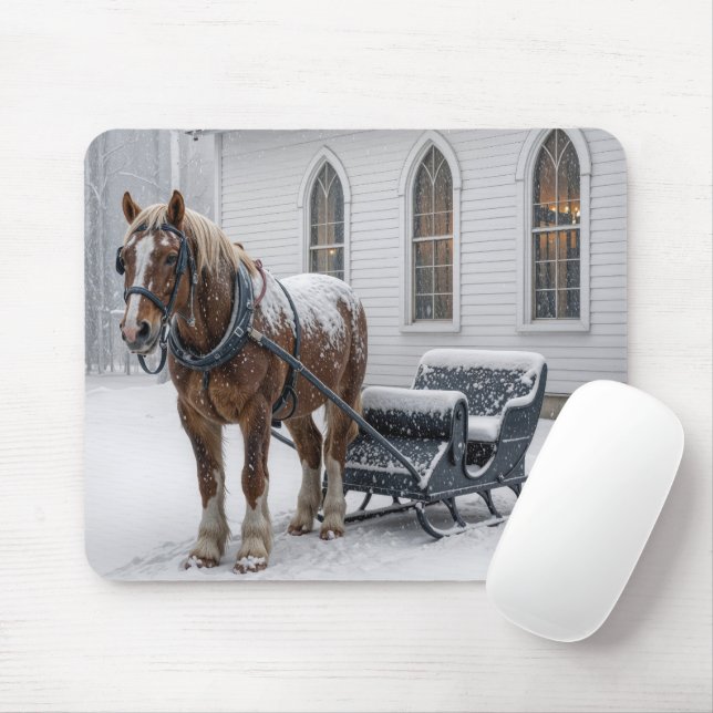 Horse Harnessed to a Sleigh By a Church Musmatta (Med mus)