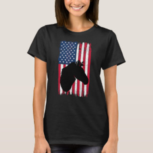 Horse Head Animal Silhouette American Flagga Usa P T Shirt
