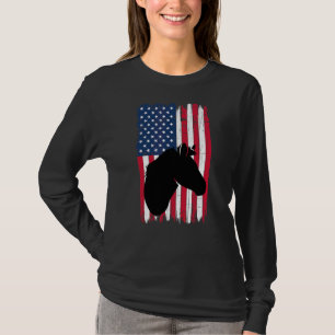 Horse Head Animal Silhouette American Flagga Usa P T Shirt