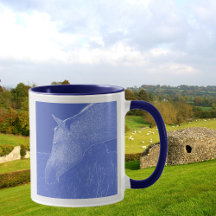 Horse Head Blue and White Art Profile Porträtt