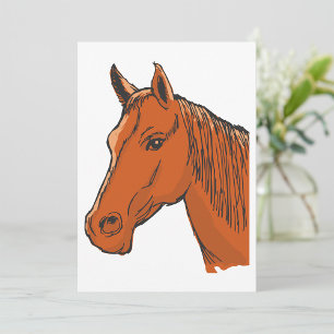 Horse Head Brown Farm Animal Inbjudningar