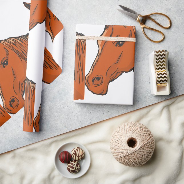 Horse Head Brown Farm Animal Presentpapper (Skapare uppladdad)