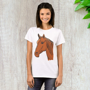 Horse Head Brown Farm Animal T Shirt