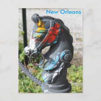 Horse Head Hitching Post Colorful New Orleans Vykort