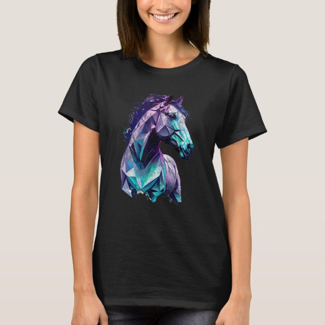 Horse Head polygons Equestrian horseback T Shirt (Framsida)
