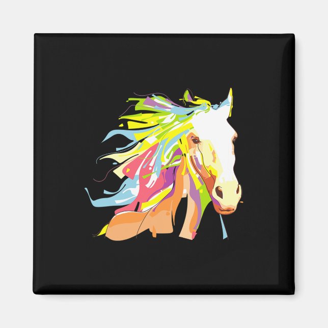 Horse Head Rainbow Art Magnet (Framsidan)