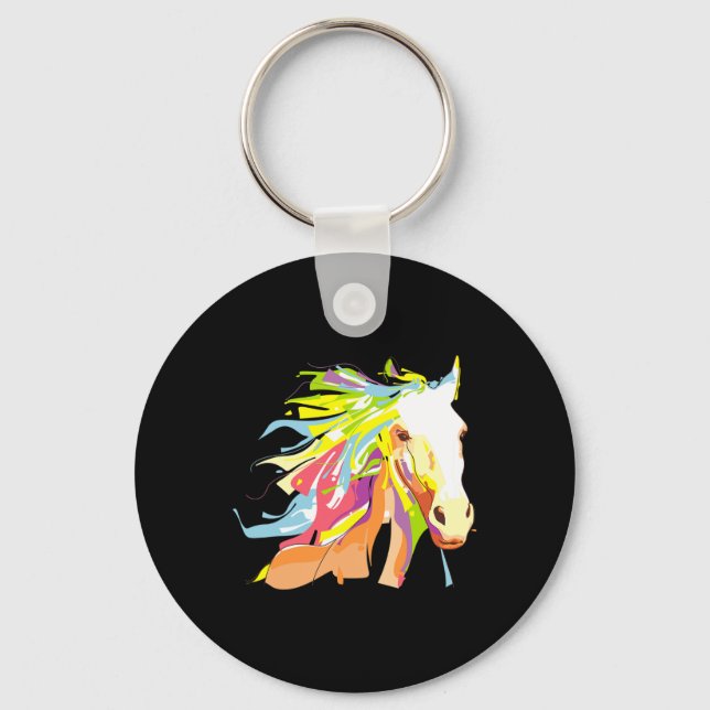 Horse Head Rainbow Art Nyckelring (Framsida)