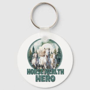 Horse Health Hero, Vintage Hästvita hästar Nyckelring