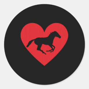 Horse Heart Horseback Equestrian Riding Tonåring f Runt Klistermärke