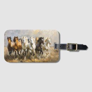Horse Herd Galloping Mustang Painting Bagagebricka