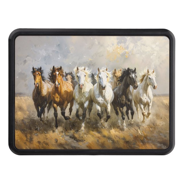 Horse Herd Galloping Mustang Painting Dragkroksskydd (Framsidan)