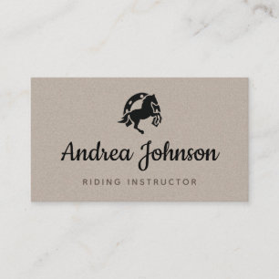 Horse Horseshoe Grått Kraft Papper Riding Instruct Visitkort