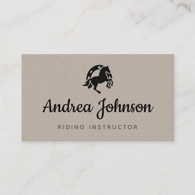 Horse Horseshoe Grått Kraft Papper Riding Instruct Visitkort (Framsida)