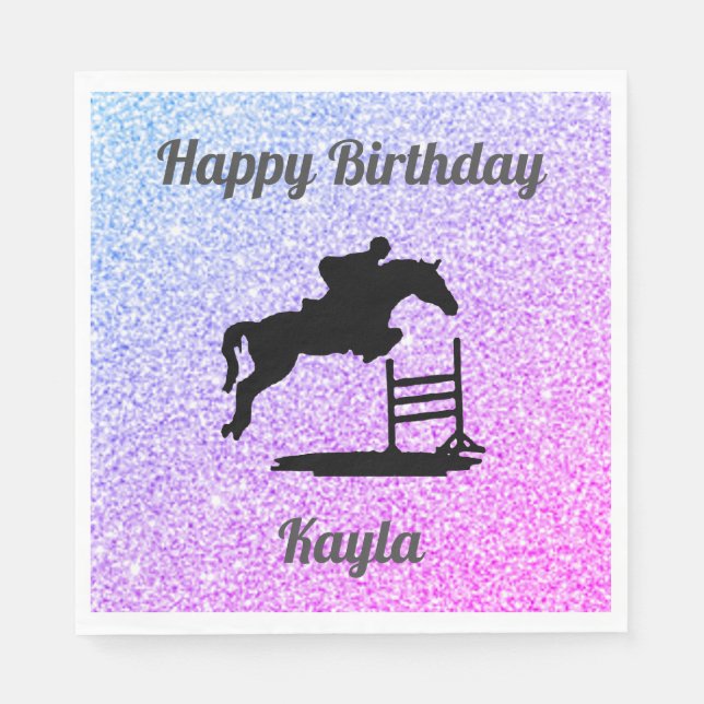 Horse Hunter Jumper Birthday Papper Napkins Pappersservett (Framsidan)