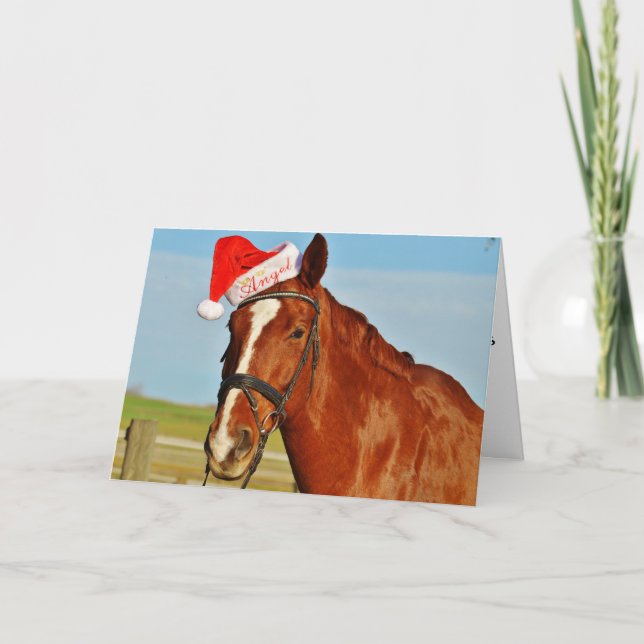 Horse i Santa Hat Helgkort (Framsida)