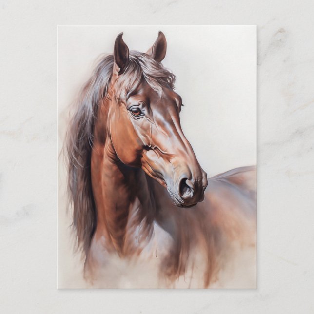 Horse Illustration Brown Horse Postcross Vykort (Framsida)
