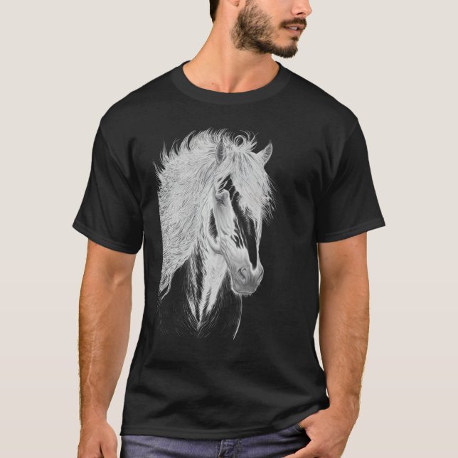 Horse illustration Gift for Horseback Riding Horse T Shirt (Framsida)