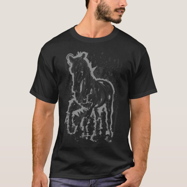 Horse Illustration Horseriding rider en rodeo amad T Shirt (Framsida)
