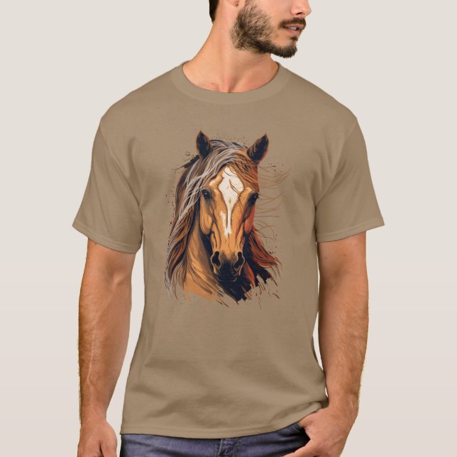 Horse Illustration roligt T Shirt (Framsida)
