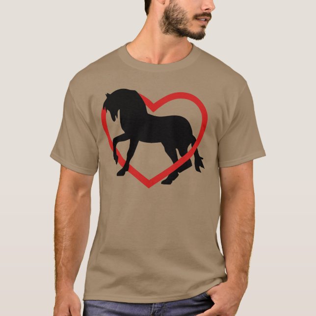 Horse in Heart roligt T Shirt (Framsida)