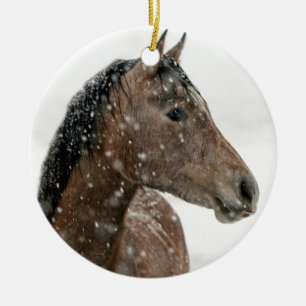 Horse in Winter Julgransprydnad Keramik