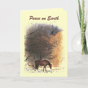 Horse in Winter Peace on Earth Helgkort