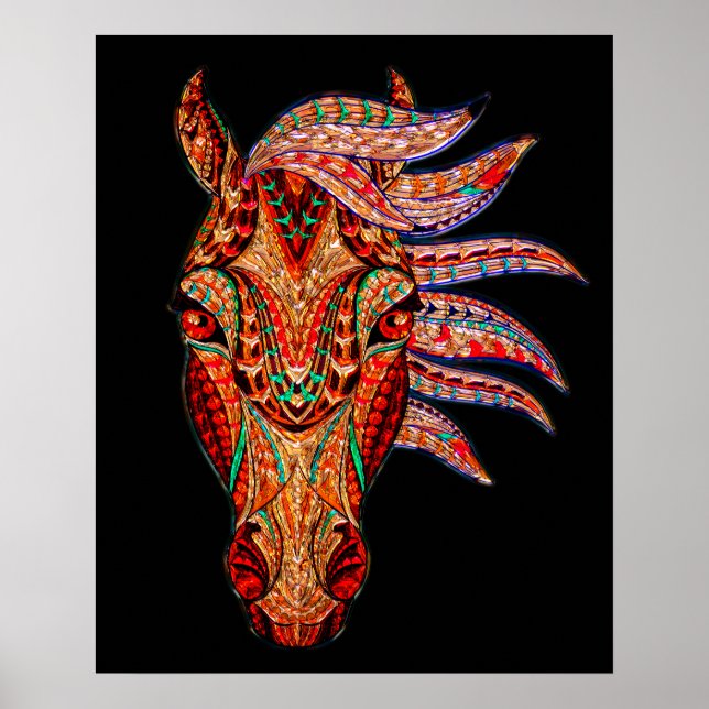 Horse jewel mosaic colorful cowgirl equestrian poster (Framsidan)