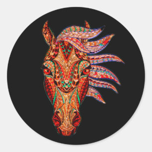 Horse jewel mosaic colorful cowgirl equestrian runt klistermärke