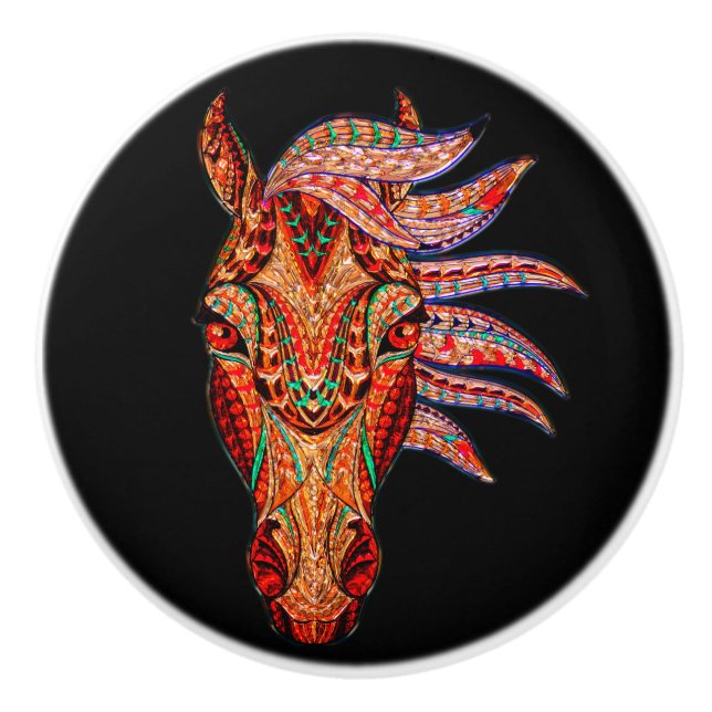 Horse jewel ser mosaikfärgad cowgirl knopp (Framsidan)