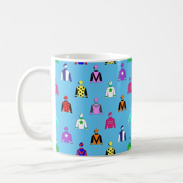 Horse Jockey Silke Mönster på Blue Kaffemugg (Vänster)