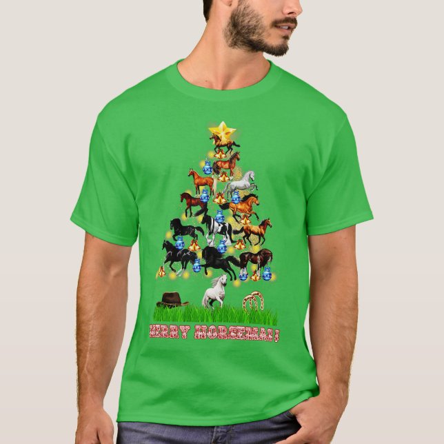 Horse jul Horses Julgran T Shirt (Framsida)